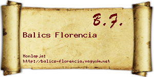Balics Florencia névjegykártya